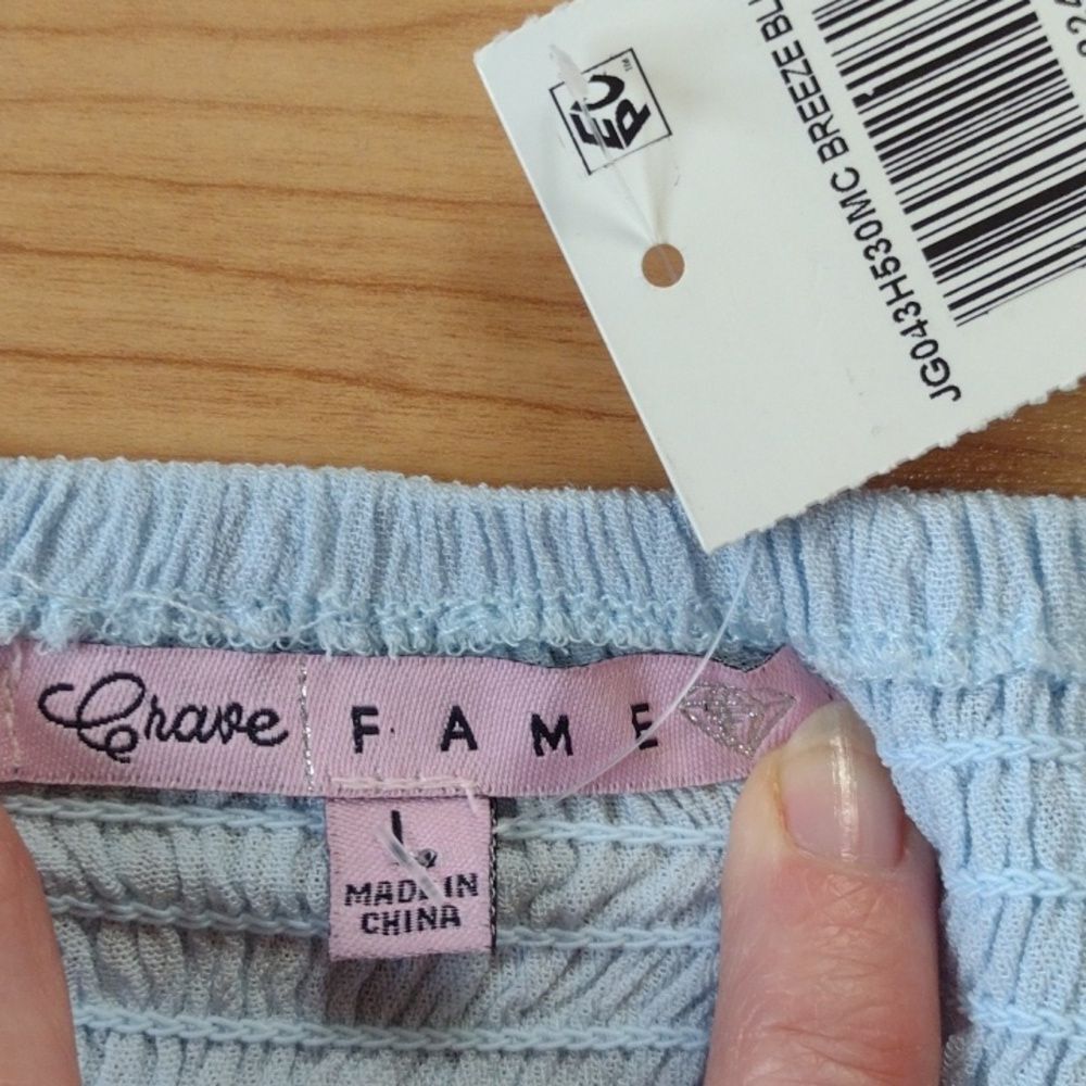 Crave Fame Light Blue Daisy Crop Tank Top with Size Large - Picture 5 of 11
